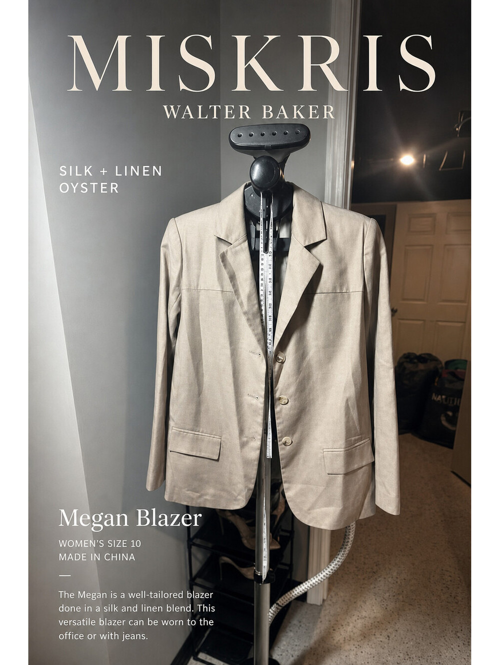 NWT Walter Baker Oyster Beige 3 Button Blazer Women Size 4 Tailored Jacket